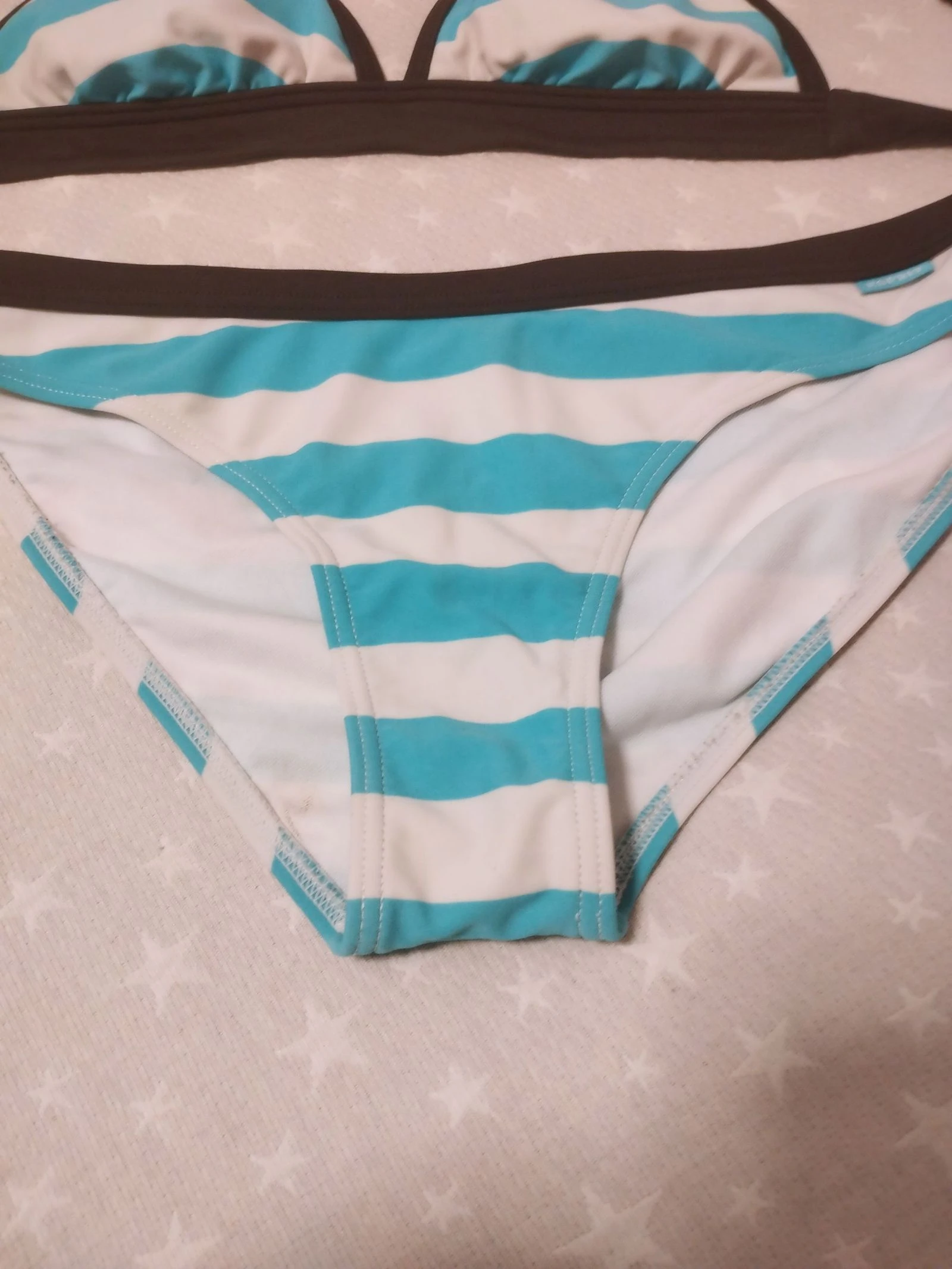 Espirit Bikini de dos piezas a rayas turquesa et blanc Taille 36 – photo 4
